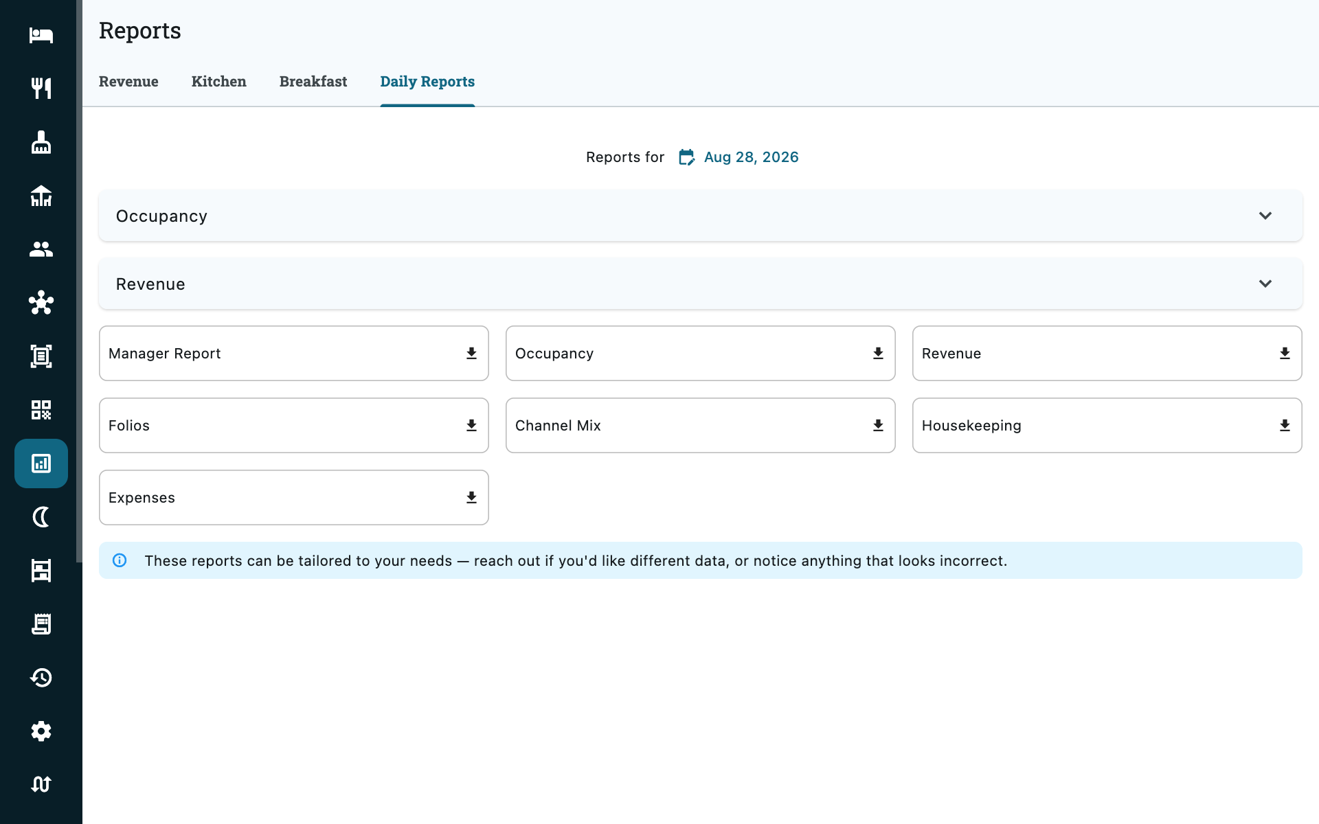 The Daily Reports tab