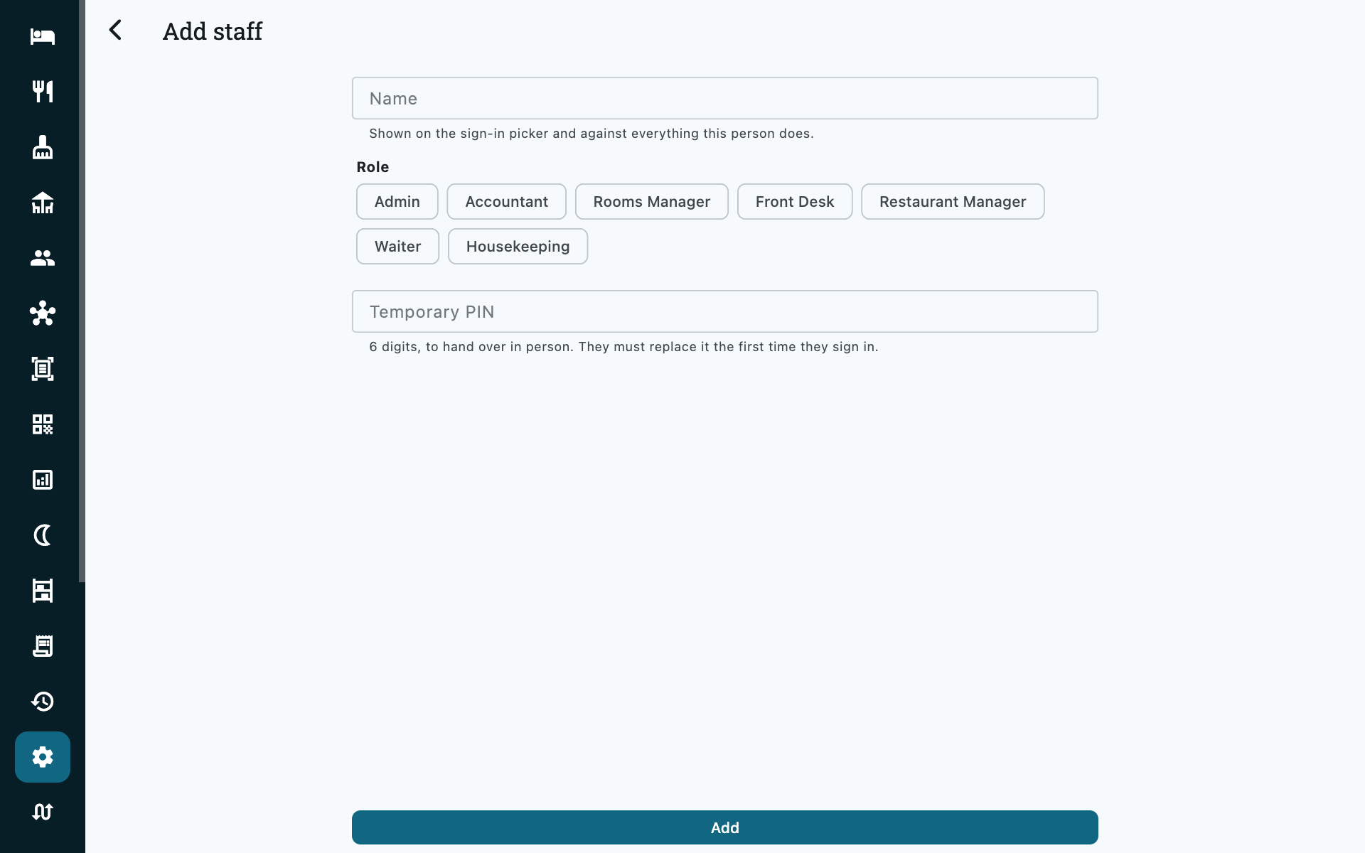 Add staff form