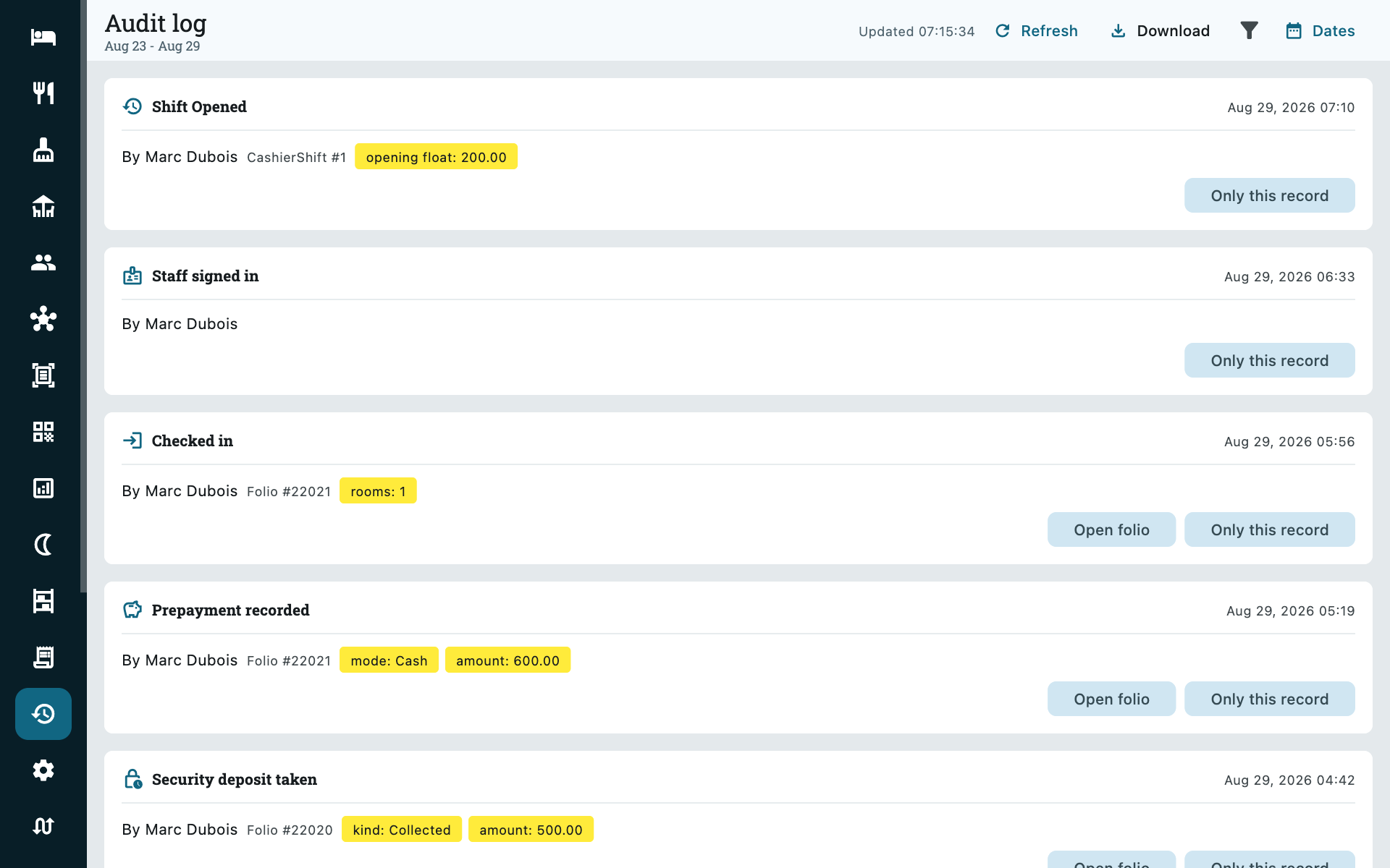 Audit log